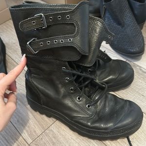 Lace up black boots with buckles great condition